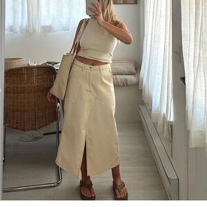 Boheme goods cream denim midi skirt